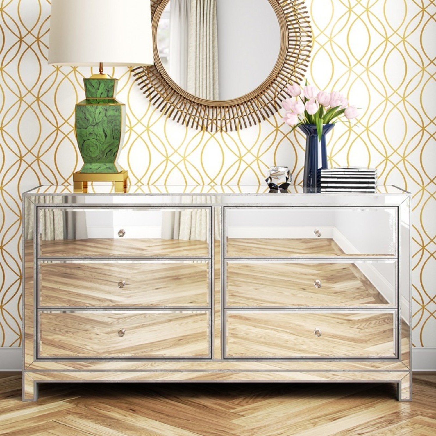Wayfair 6 Drawer Mirrored Dresser - image-11