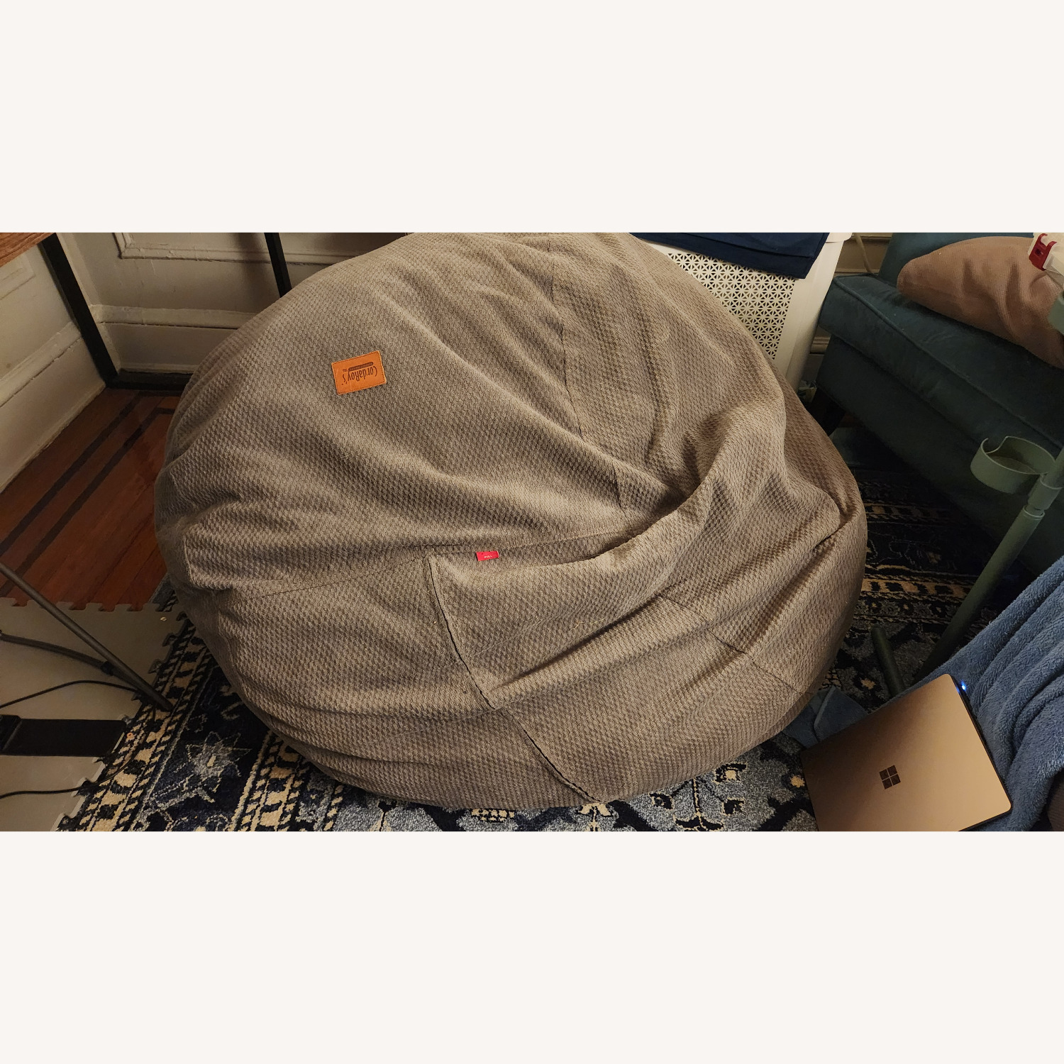 CordaRoy's Gray Corduroy Beanbag Chair - image-1