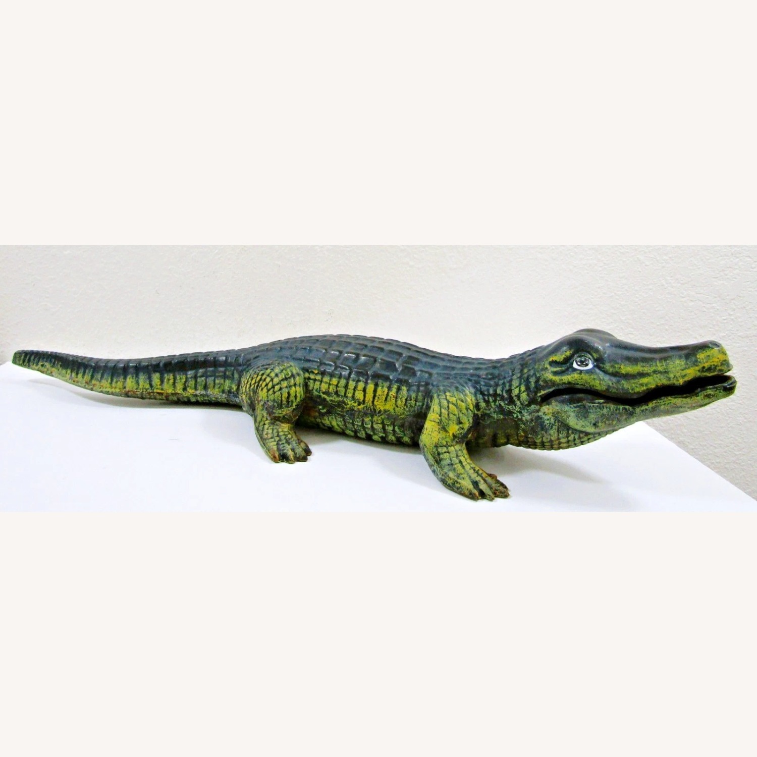 Antique Large Cast Iron Alligator Sculpture - image-1