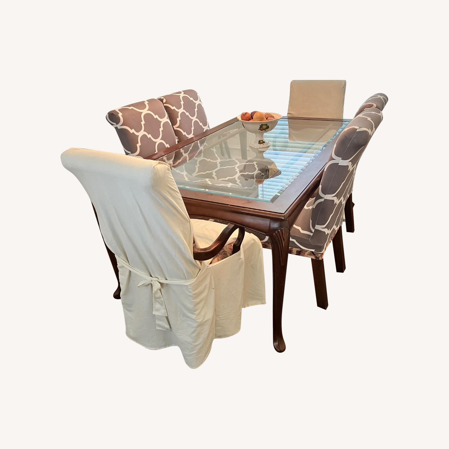 Glass Top Brazilian Wood Dining Set - image-0
