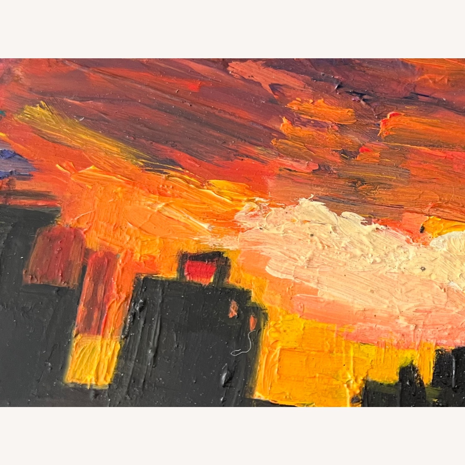 Mid Century Cityscape Sunset Painting - image-3