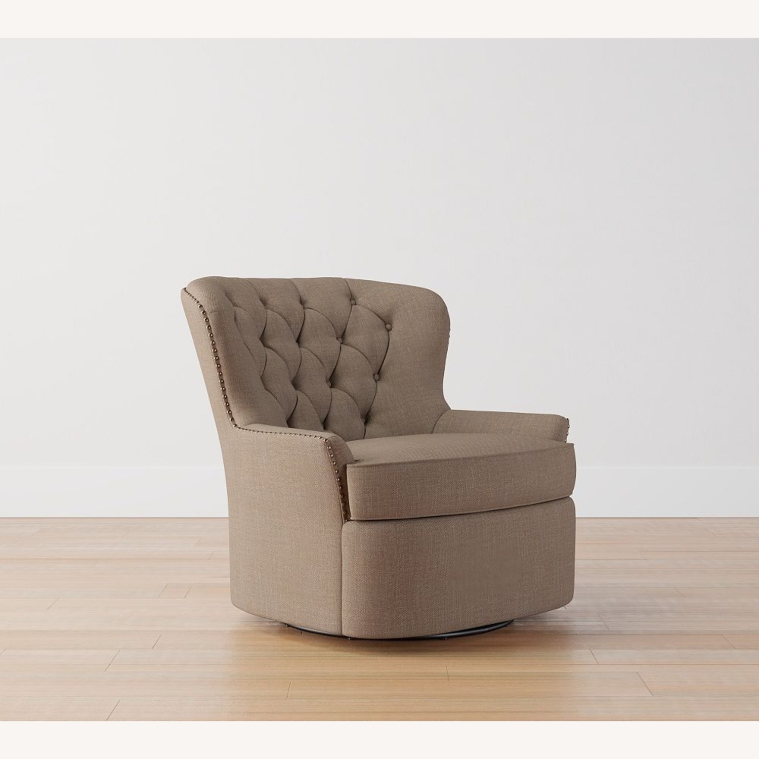 Pottery Barn Cardiff Leather Swivel Armchair  - image-4