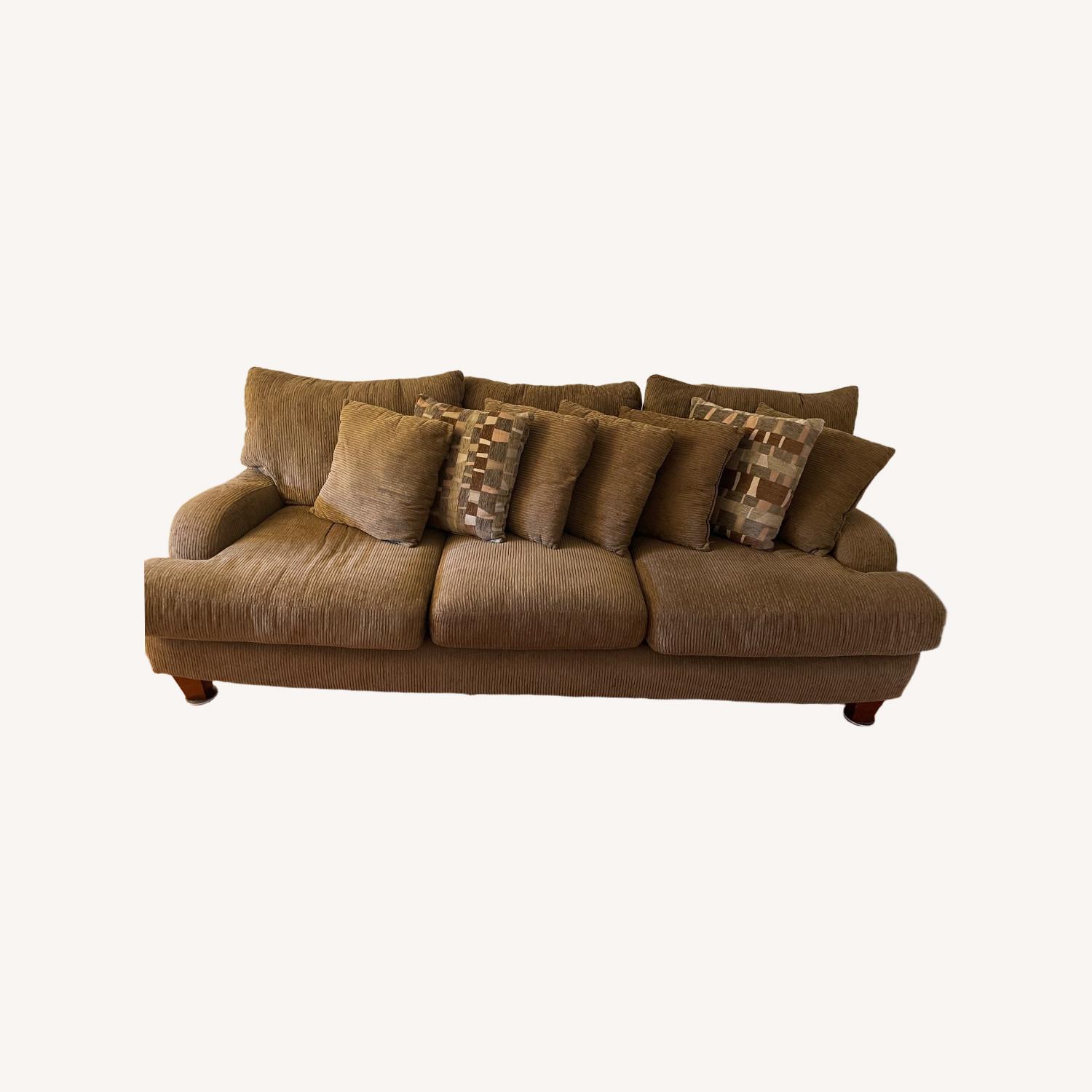 3 Seat Sofa With Pillows-brown - image-0