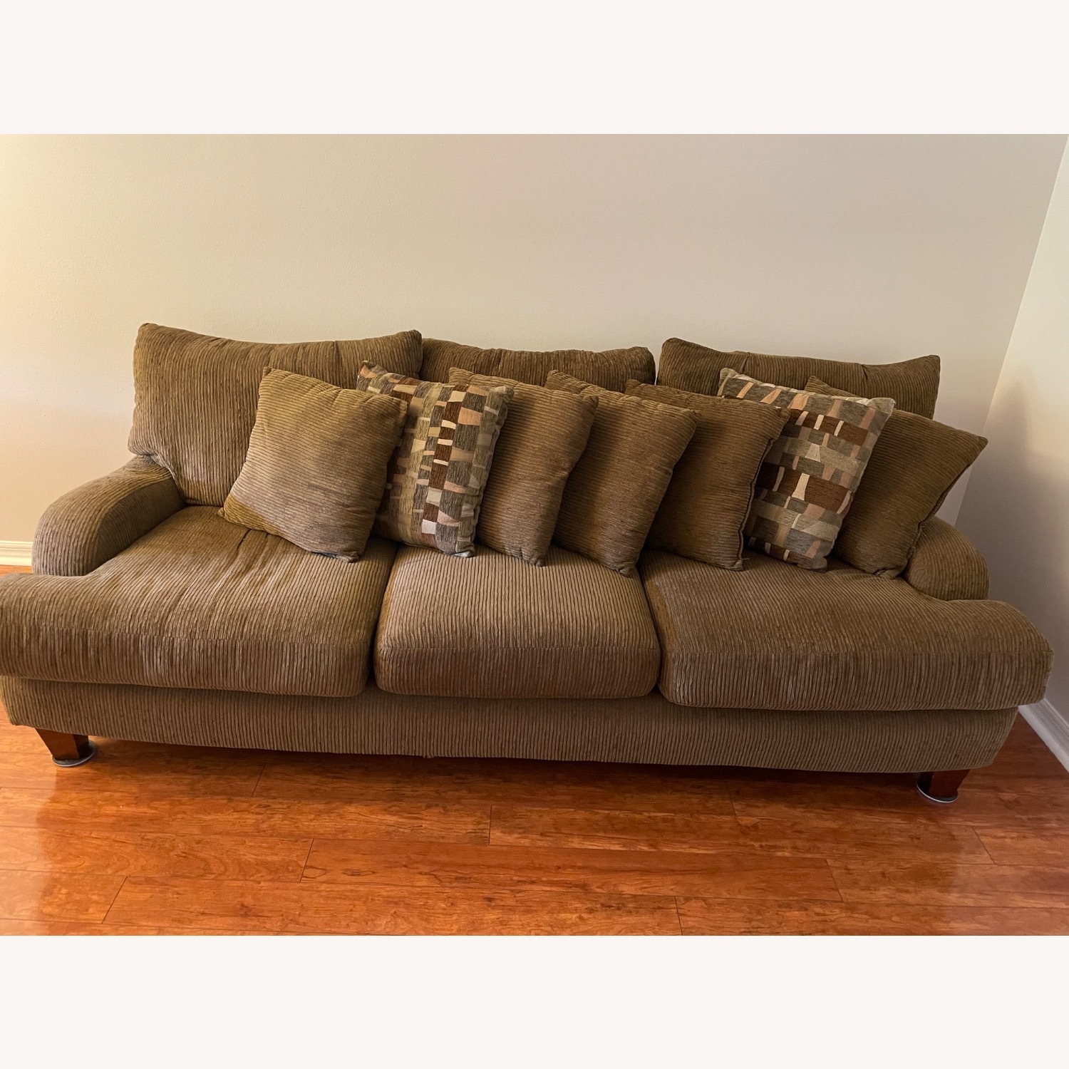3 Seat Sofa With Pillows-brown - image-1