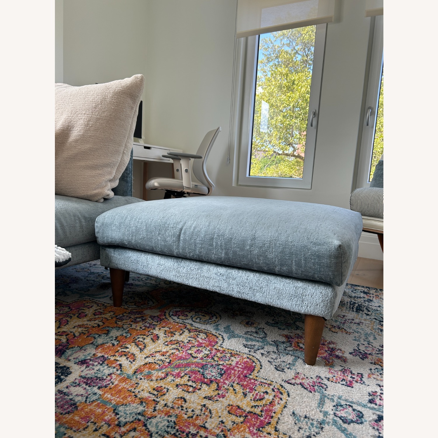 Joybird Plush Mist Wide Square Ottoman - image-1