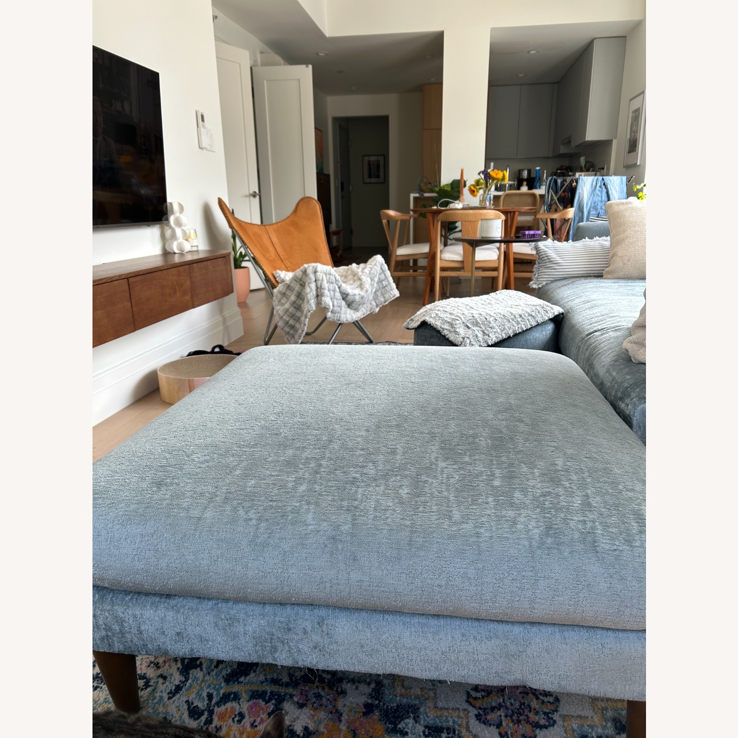 Joybird Plush Mist Wide Square Ottoman - image-6