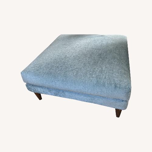 Used Joybird Plush Mist Wide Square Ottoman for sale on AptDeco