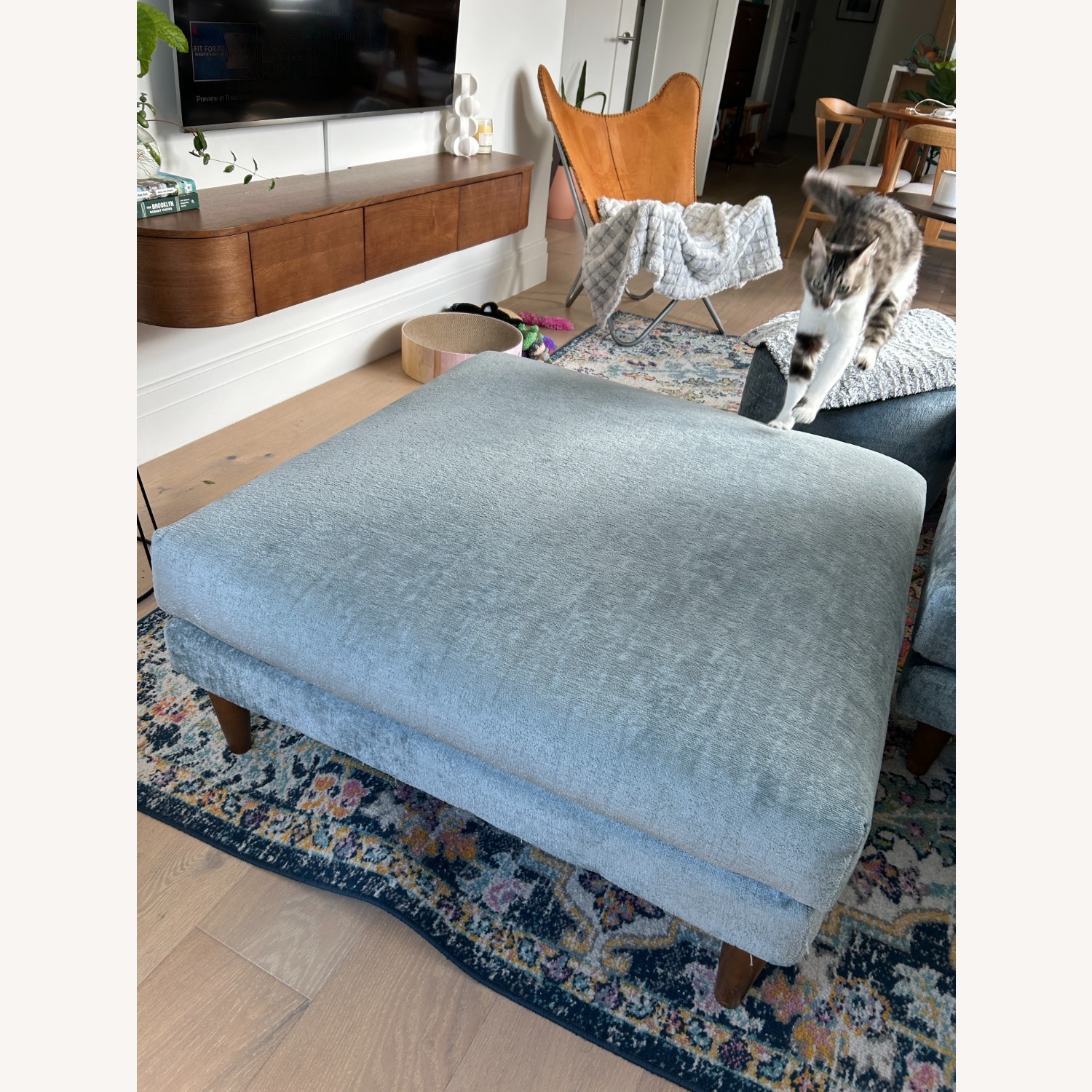 Joybird Plush Mist Wide Square Ottoman - image-2