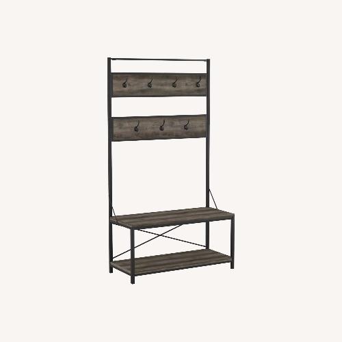 Used Industrial Metal & Wood Entryway/Mudroom Organizer for sale on AptDeco
