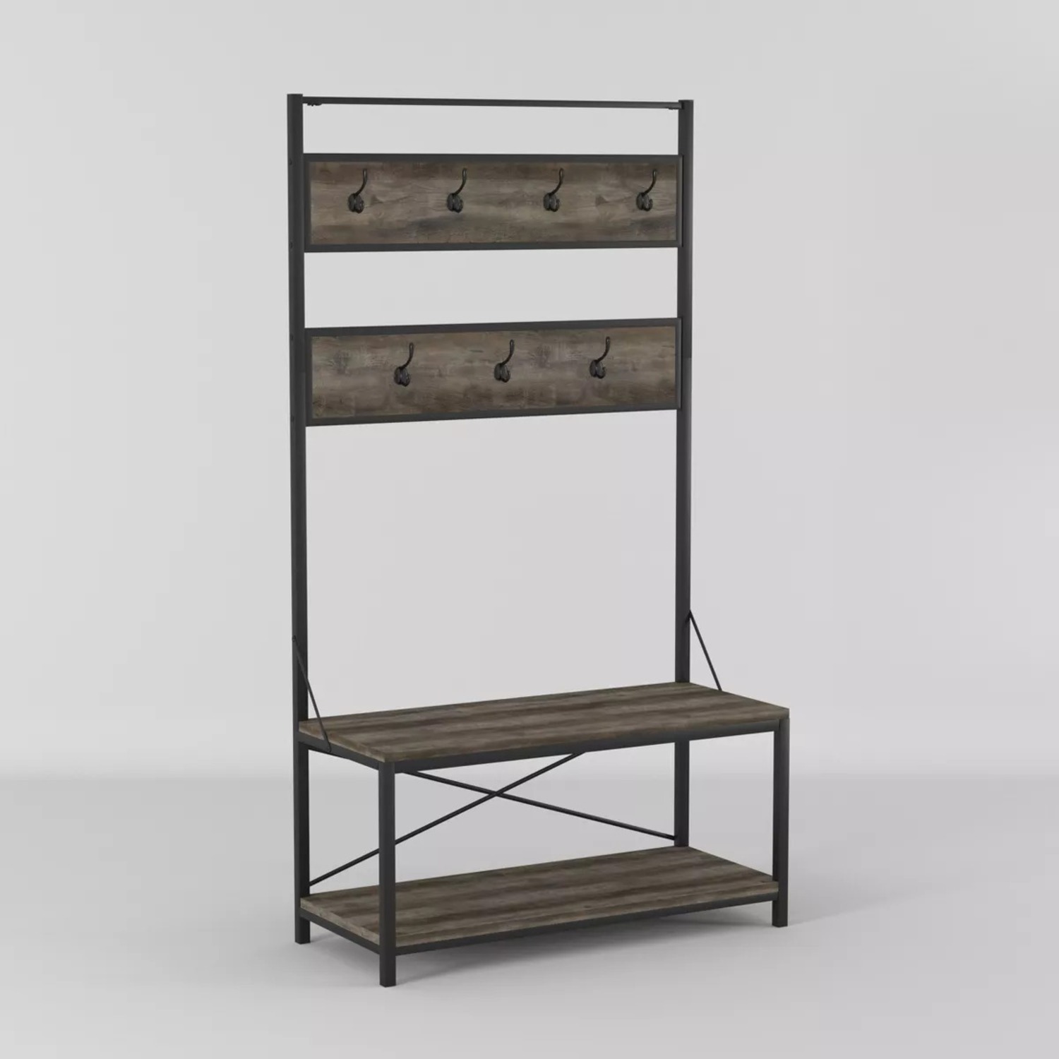 Industrial Metal & Wood Entryway/Mudroom Organizer - image-3