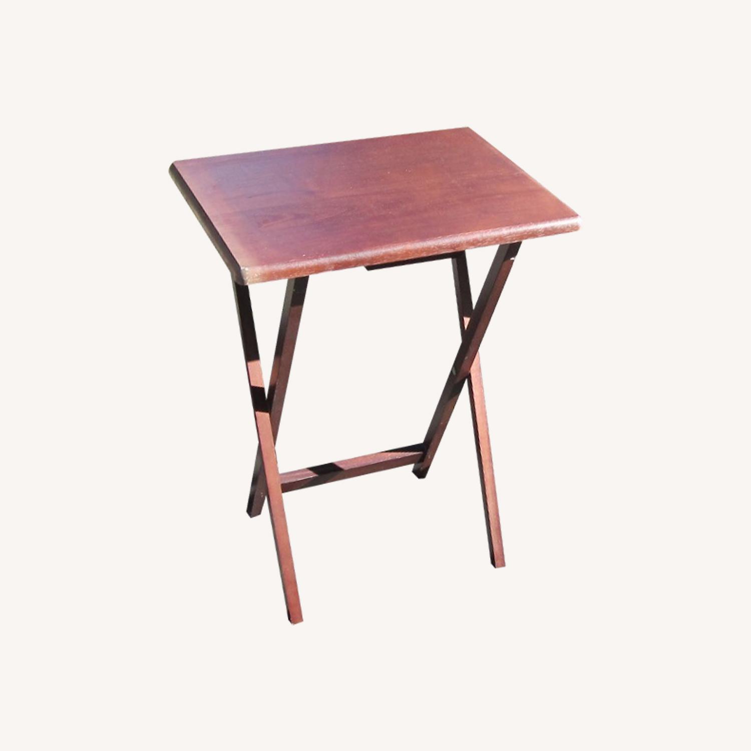 4 TV Dinner Folding Tables With Stand - image-0