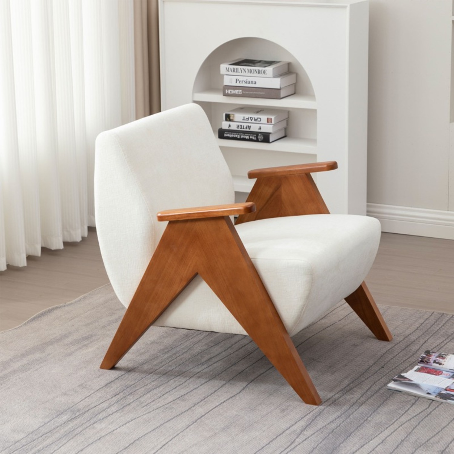Kyajah Modern Armchairs with Solid Wood Legs - image-1