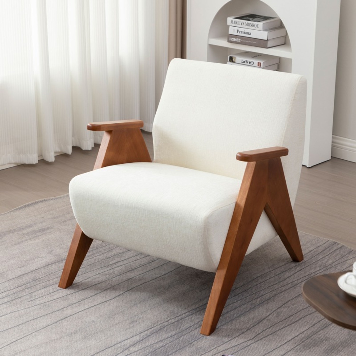 Kyajah Modern Armchairs with Solid Wood Legs - image-5