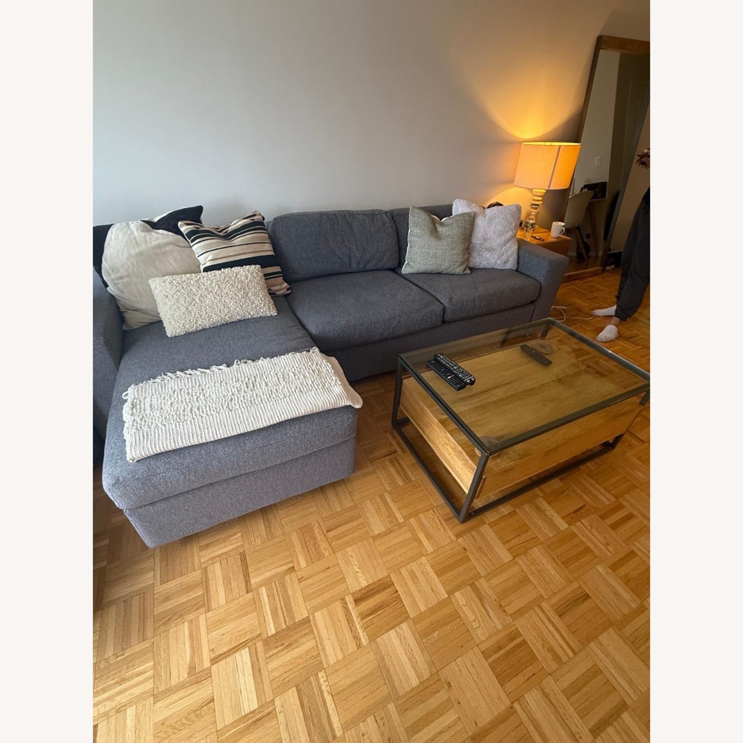 West Elm Sectional 2 Piece Sofa Sleeper Couch - image-1