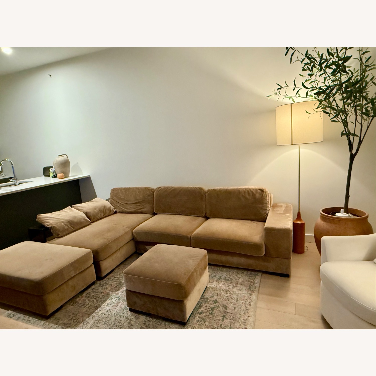 Brown Sectional with Bookcase Arm - image-1