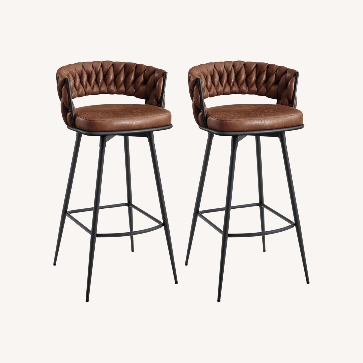 Suede Crusted Barstools - image-0