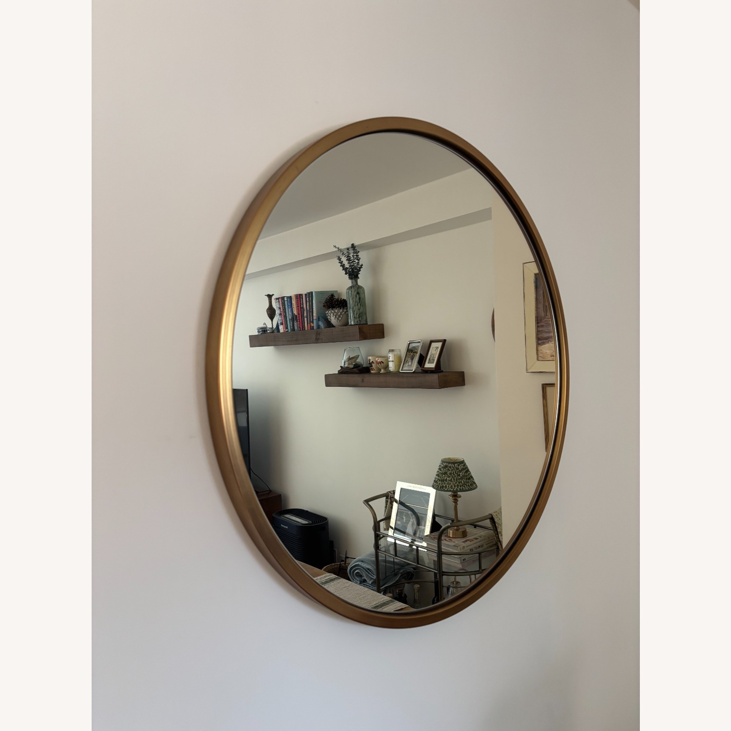 West Elm Metal Frame Round Wall Mirror - image-2