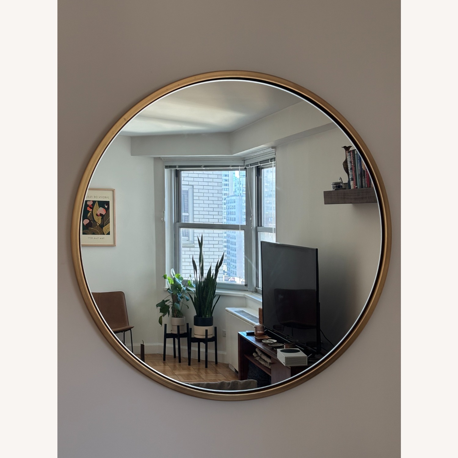 West Elm Metal Frame Round Wall Mirror - image-1