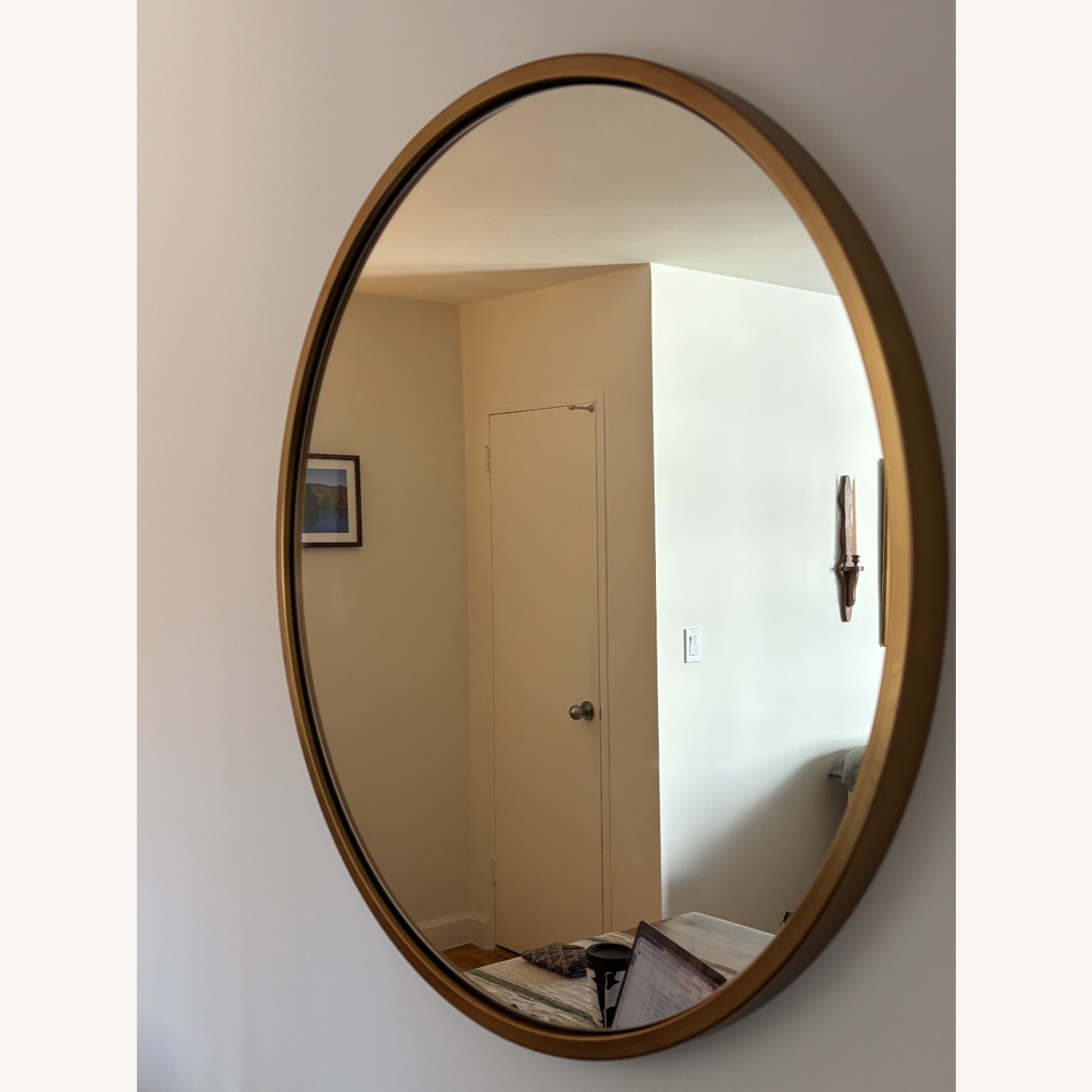 West Elm Metal Frame Round Wall Mirror - image-4