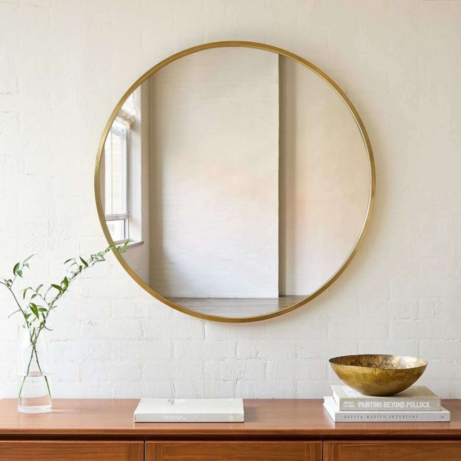 West Elm Metal Frame Round Wall Mirror - image-5