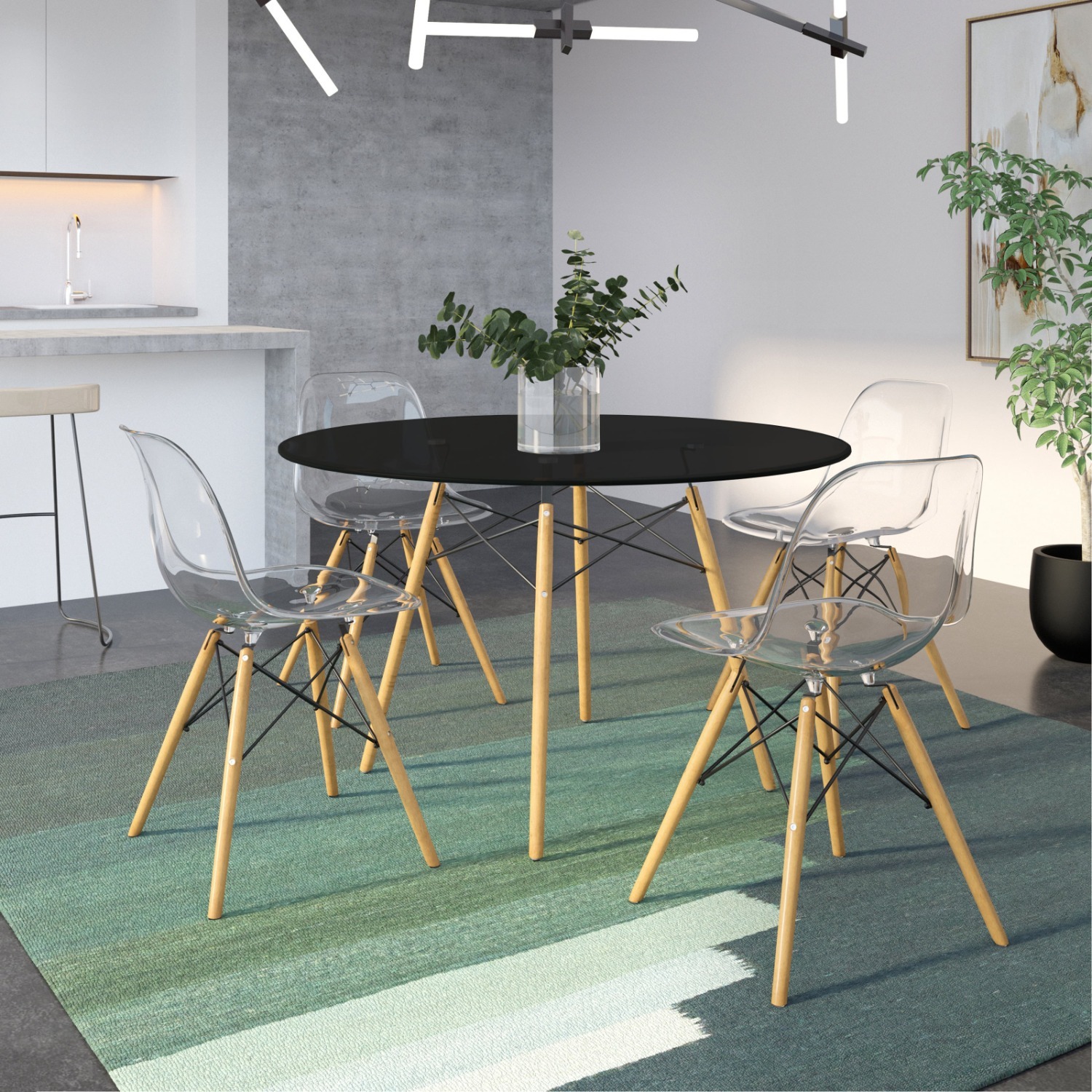Dover Round Black MDF Wood Dining Table - image-2
