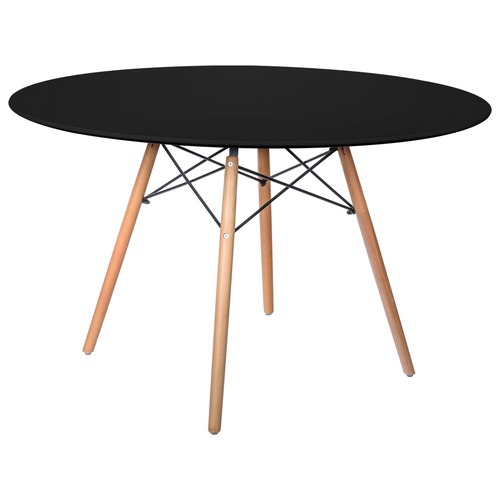 Used Dover Round Black MDF Wood Dining Table for sale on AptDeco