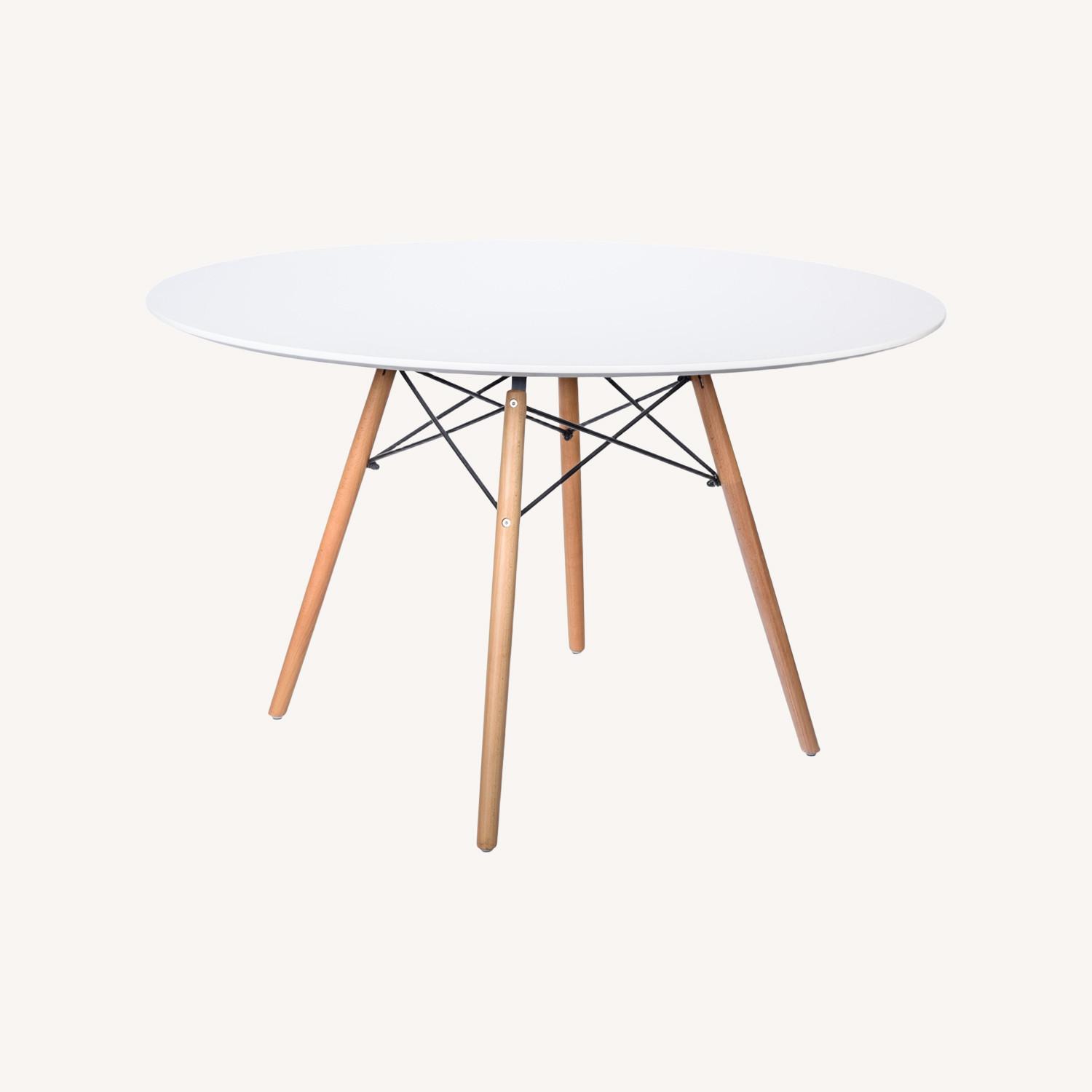 Dover Round White MDF Wood Dining Table - image-0