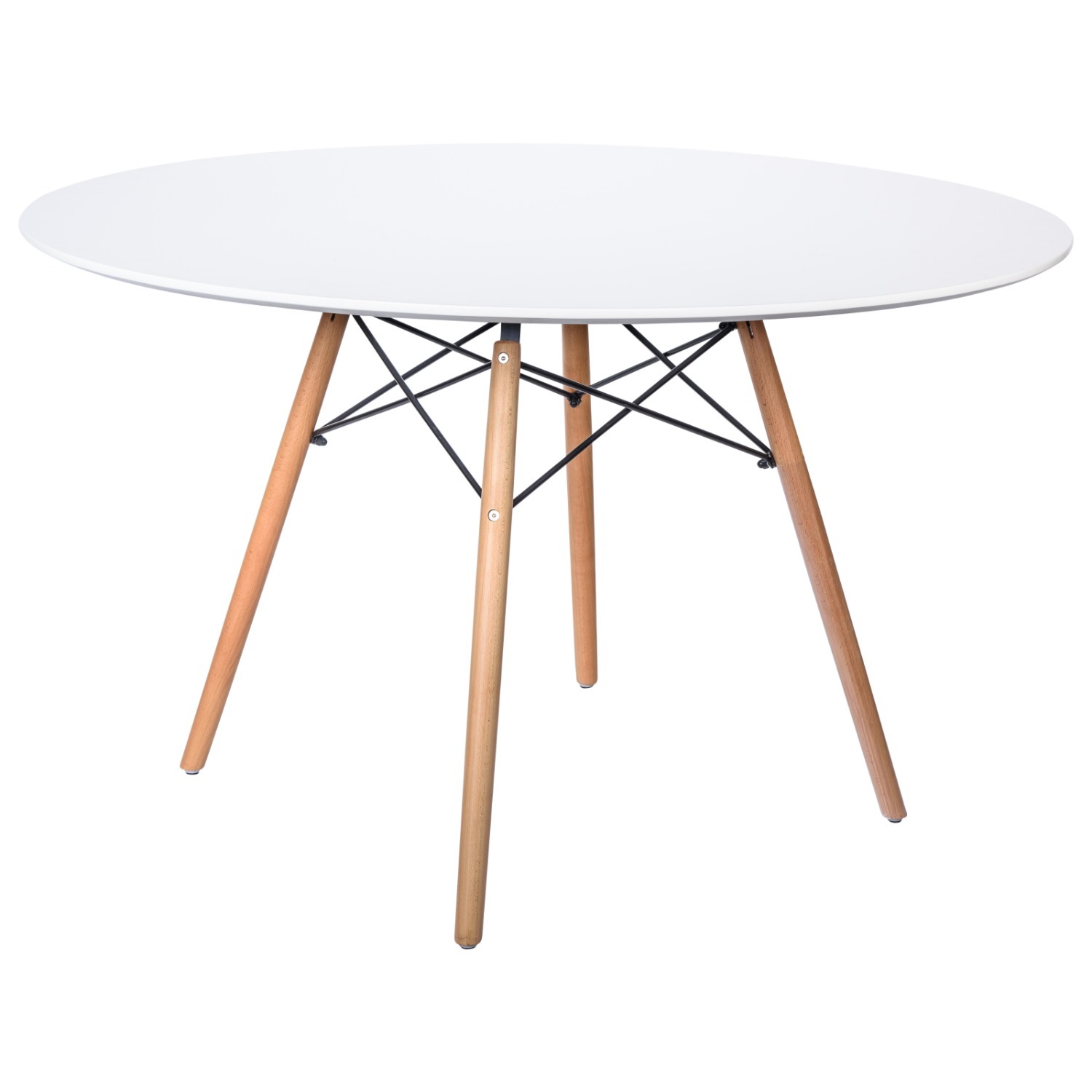 Dover Round White MDF Wood Dining Table - image-1