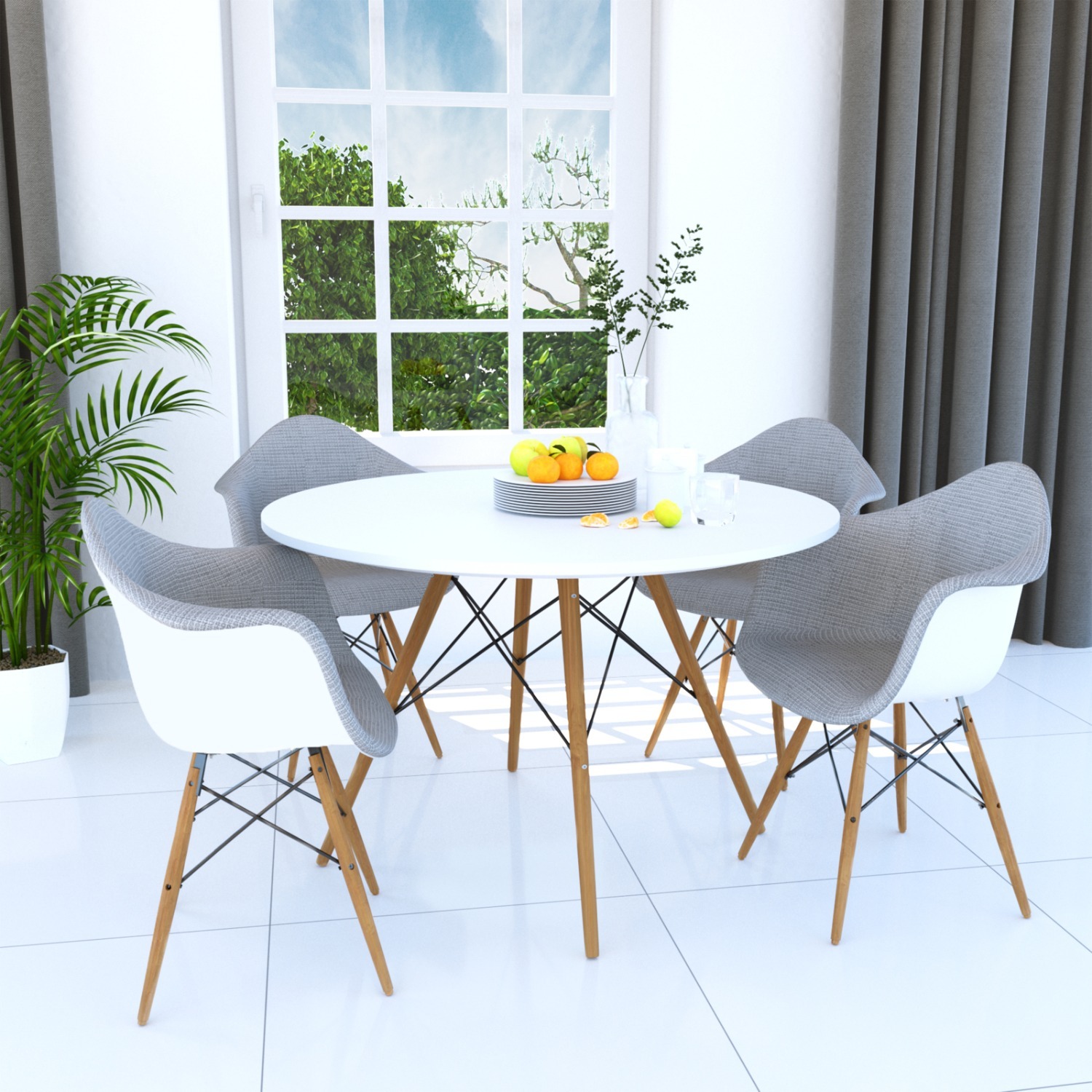 Dover Round White MDF Wood Dining Table - image-7