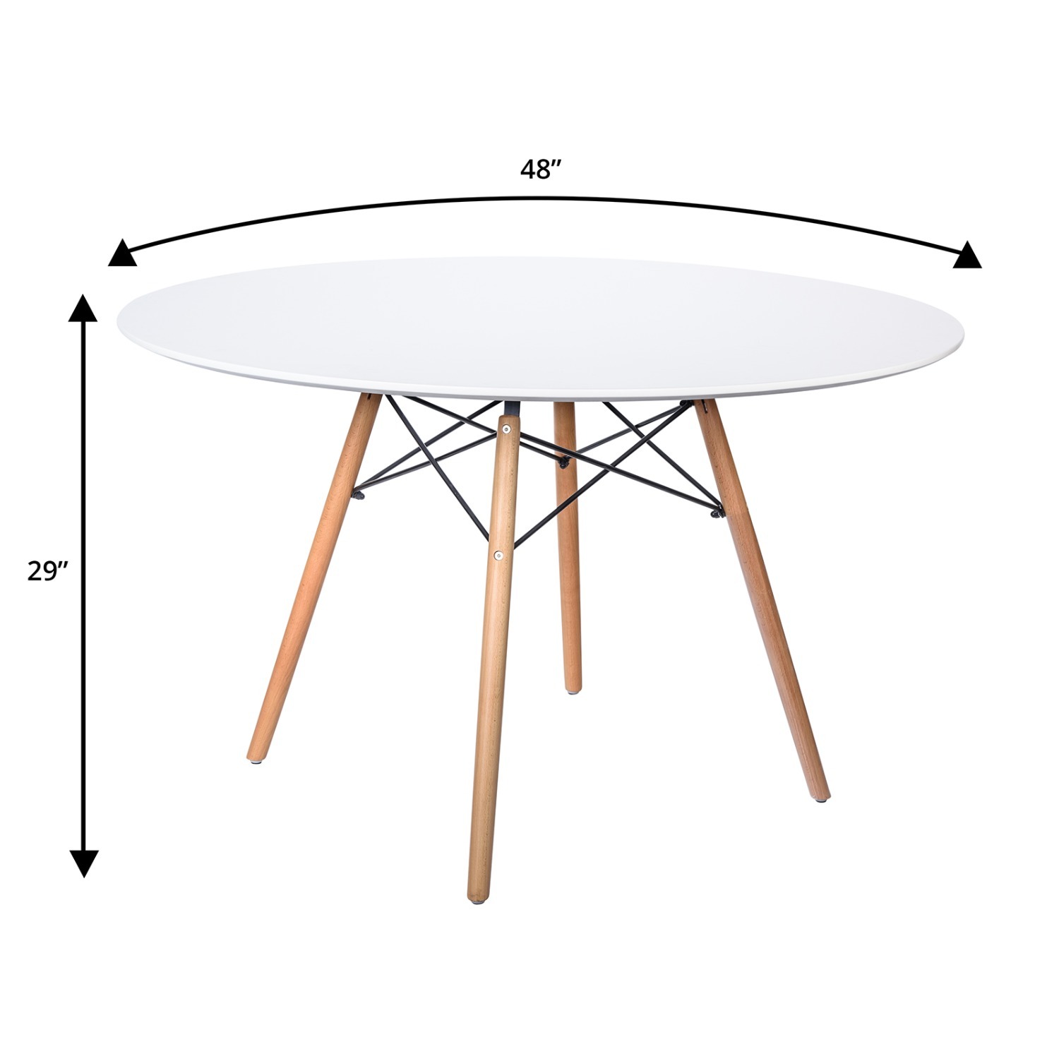 Dover Round White MDF Wood Dining Table - image-6