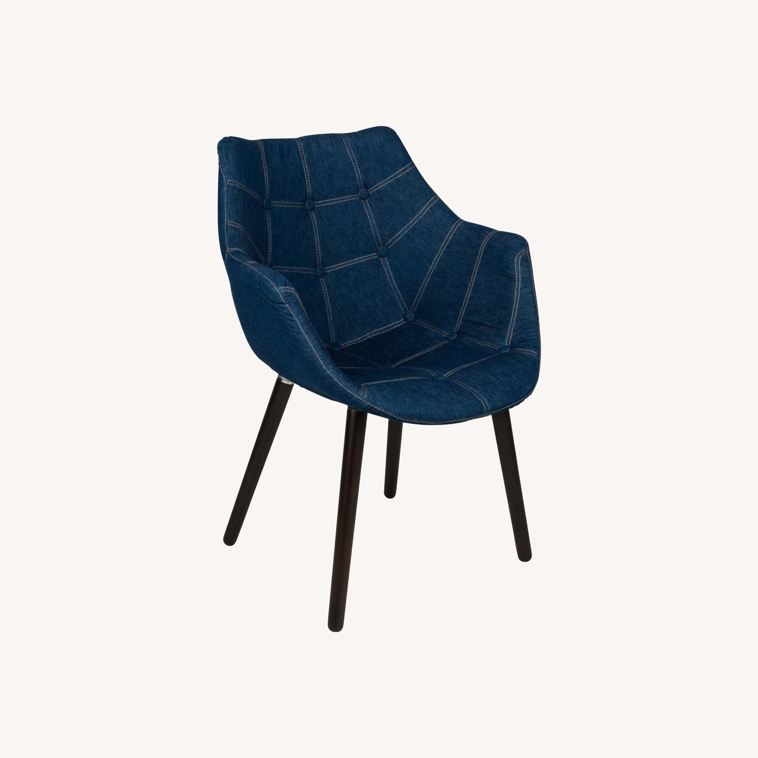 Milburn Denim Fabric Accent Chair in Blue - image-0