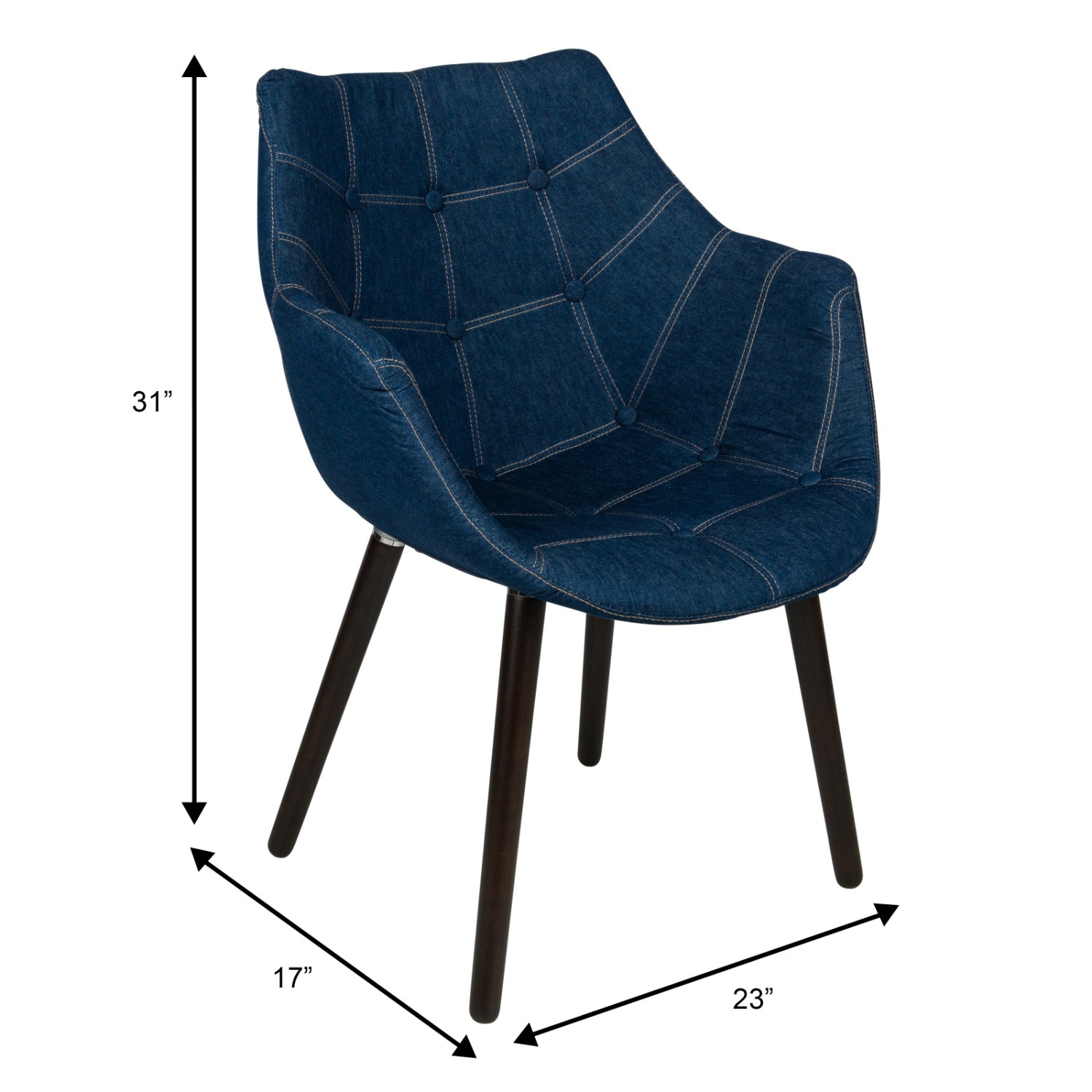 Milburn Denim Fabric Accent Chair in Blue - image-2