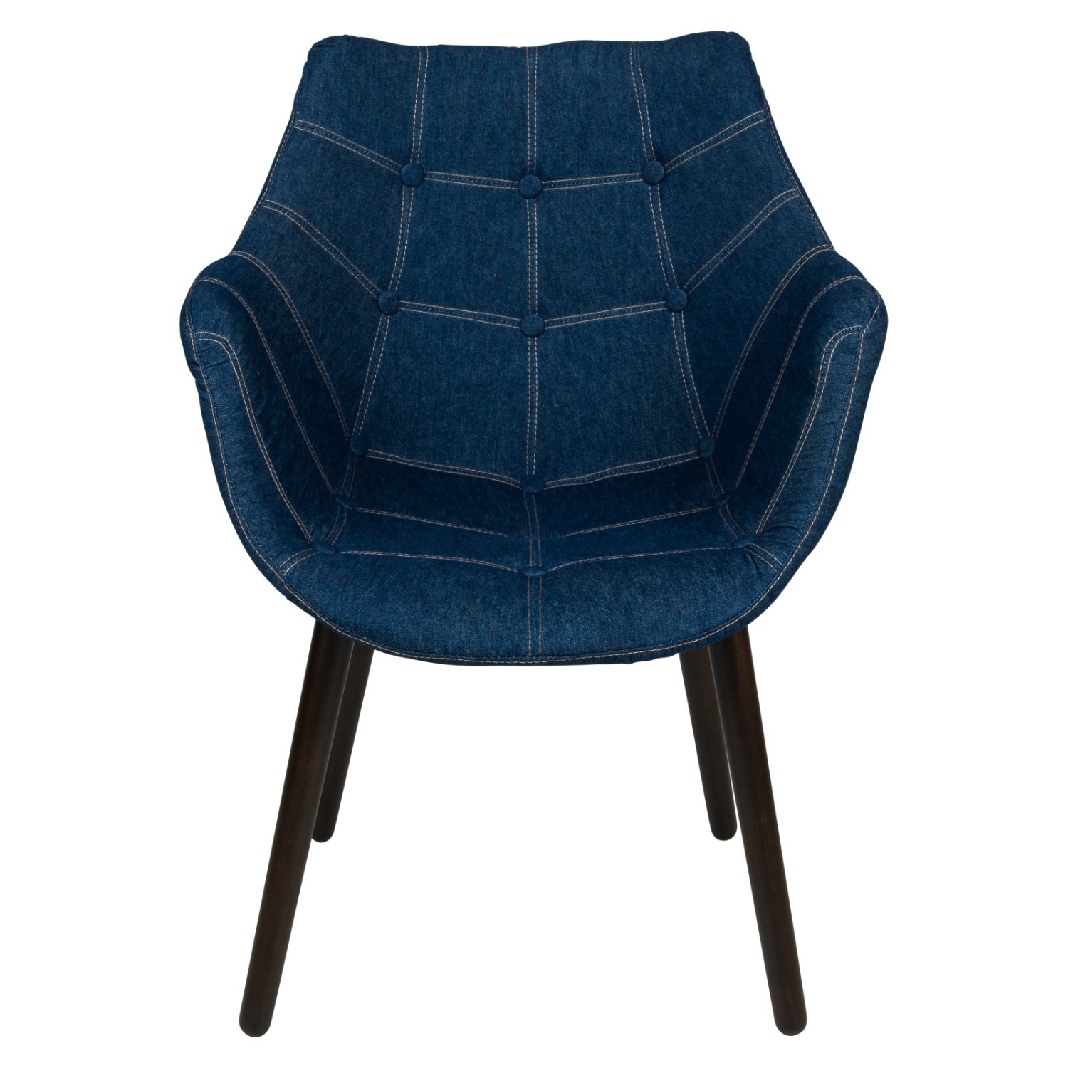 Milburn Denim Fabric Accent Chair in Blue - image-4