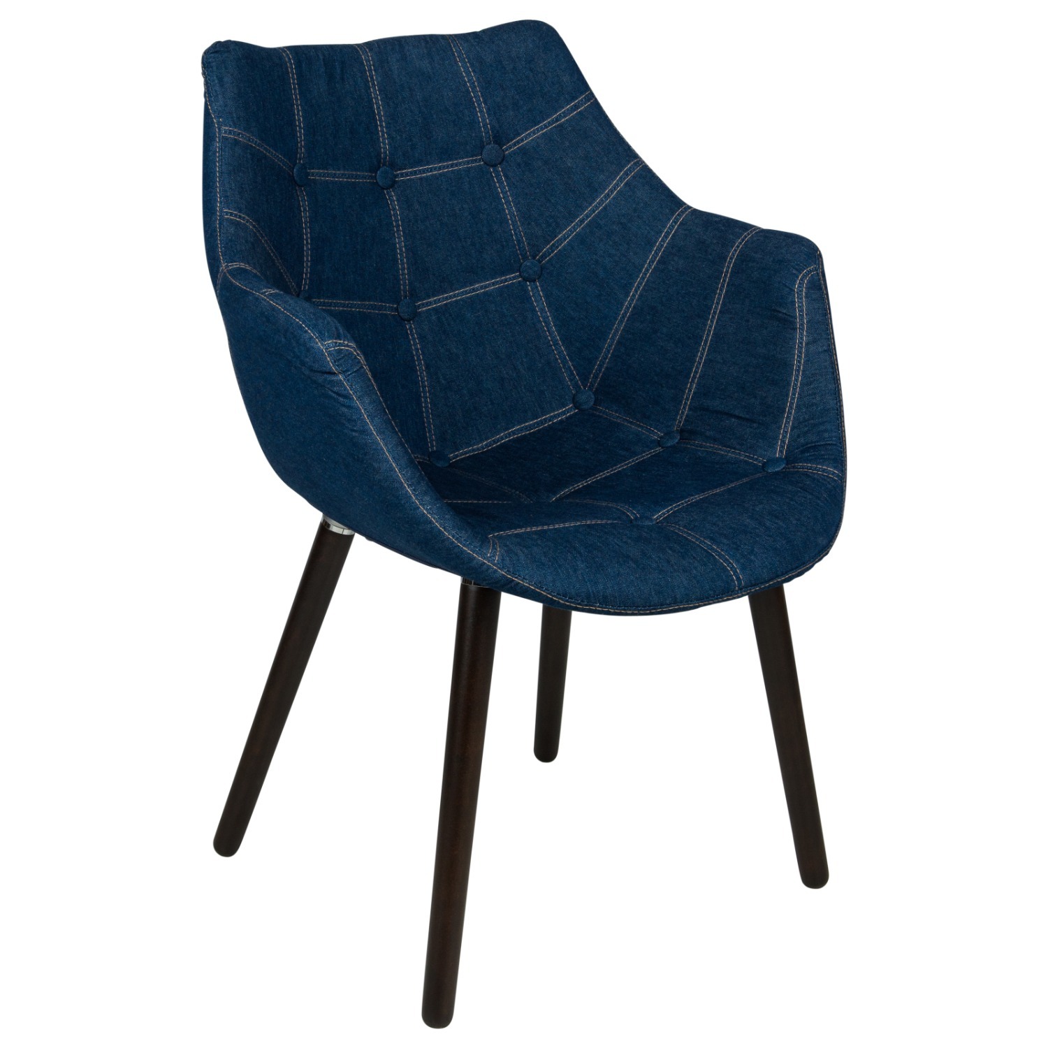 Milburn Denim Fabric Accent Chair in Blue - image-3