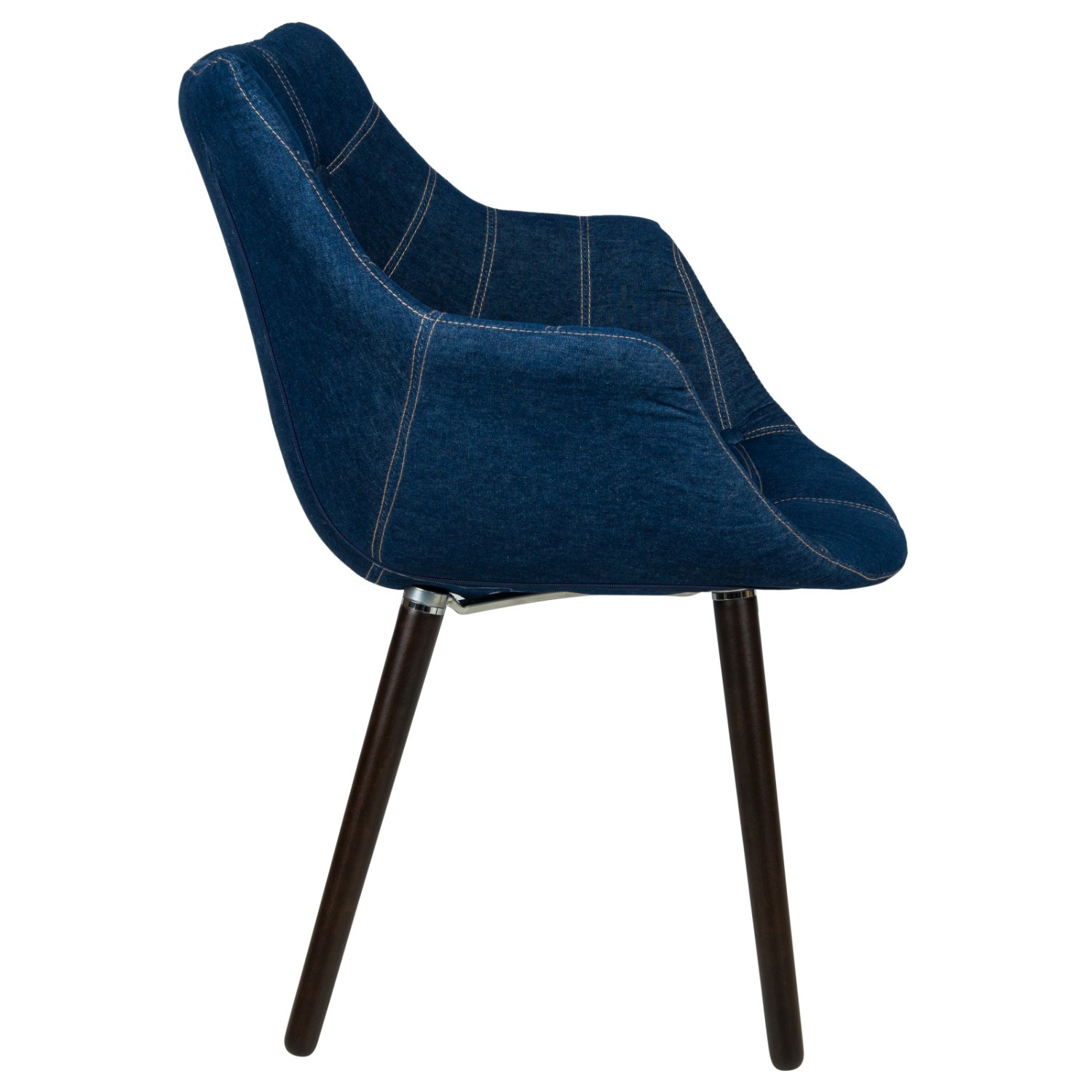Milburn Denim Fabric Accent Chair in Blue - image-5