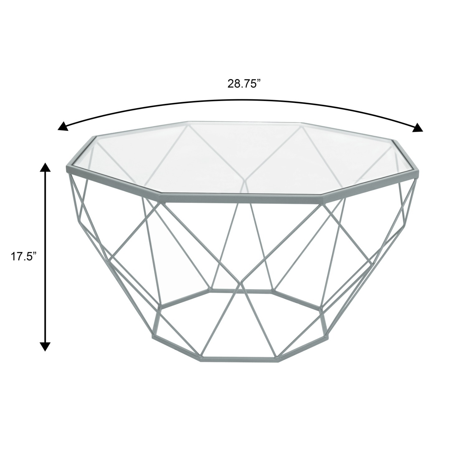 Malibu 31" Glass Top Coffee Table Grey Base  - image-1