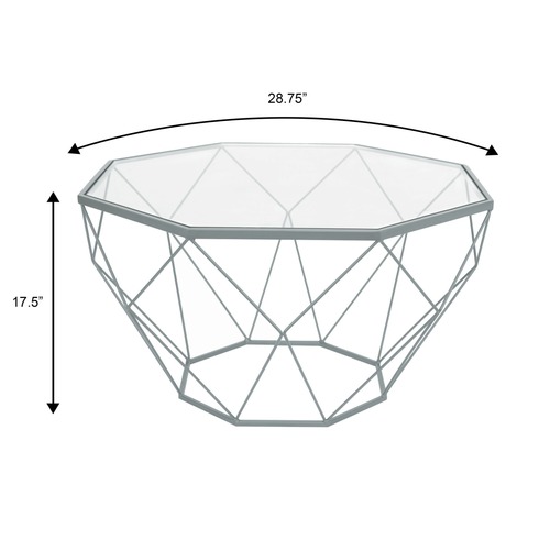 Used Malibu 31" Glass Top Coffee Table Grey Base  for sale on AptDeco