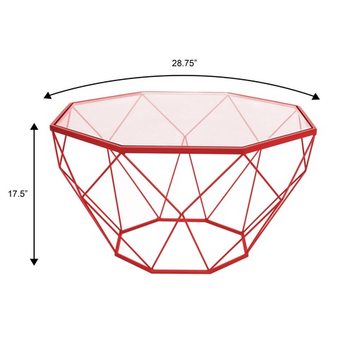 Used Malibu 31" Glass Top Coffee Table Red Base  for sale on AptDeco