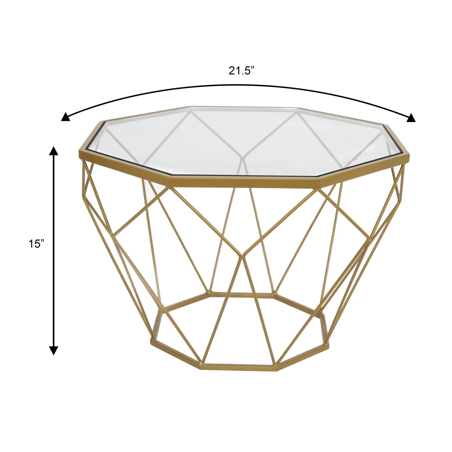 Malibu 21" Glass Top Coffee Table Gold Base  - image-1