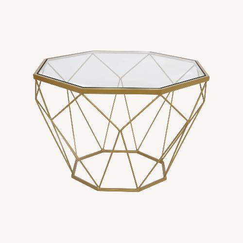 Used Malibu 21" Glass Top Coffee Table Gold Base  for sale on AptDeco