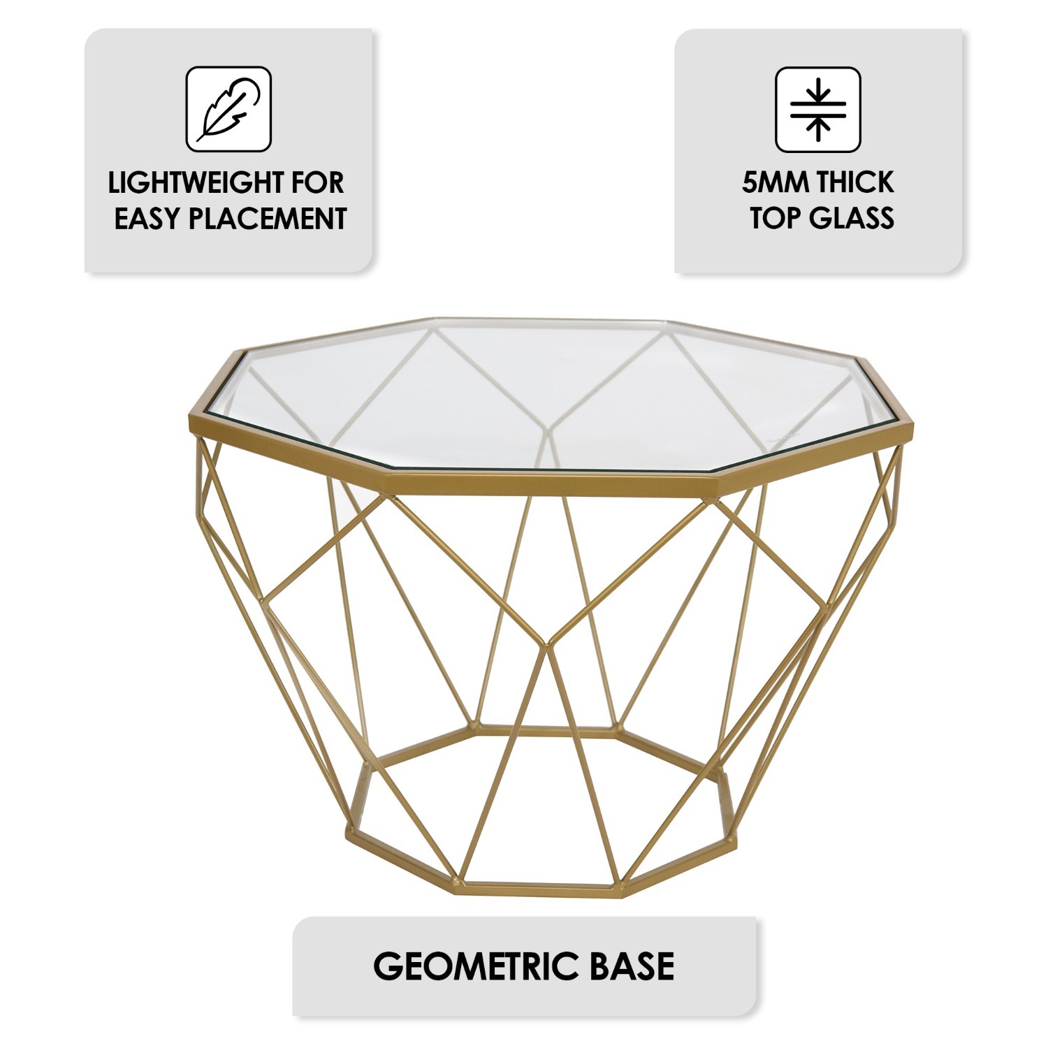 Malibu 21" Glass Top Coffee Table Gold Base  - image-8