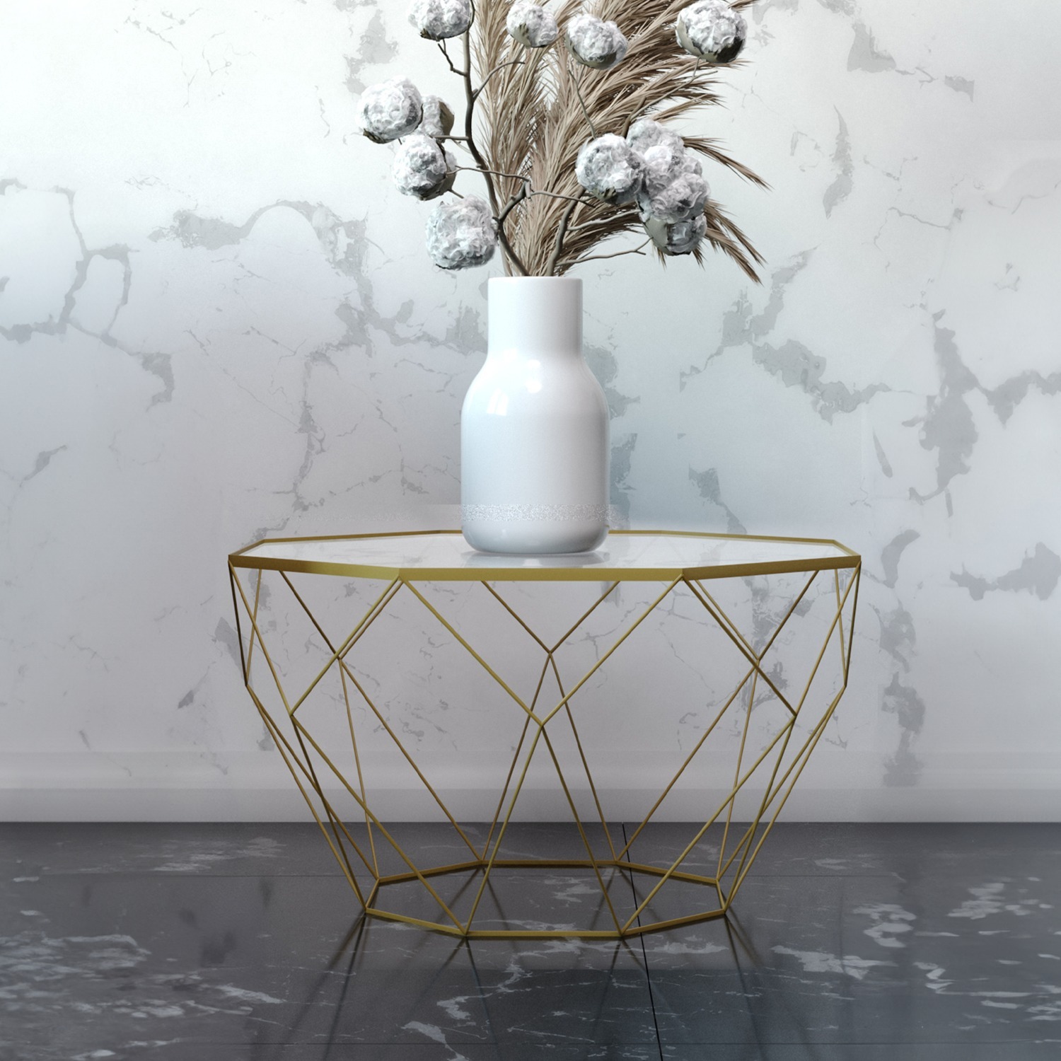 Malibu 21" Glass Top Coffee Table Gold Base  - image-2