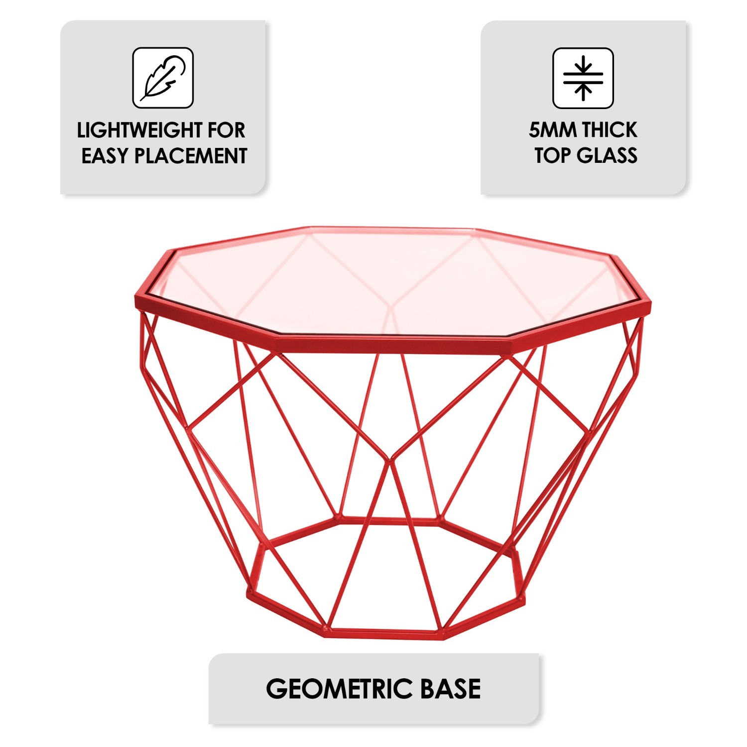 Malibu 21" Glass Top Coffee Table Grey Base  - image-8
