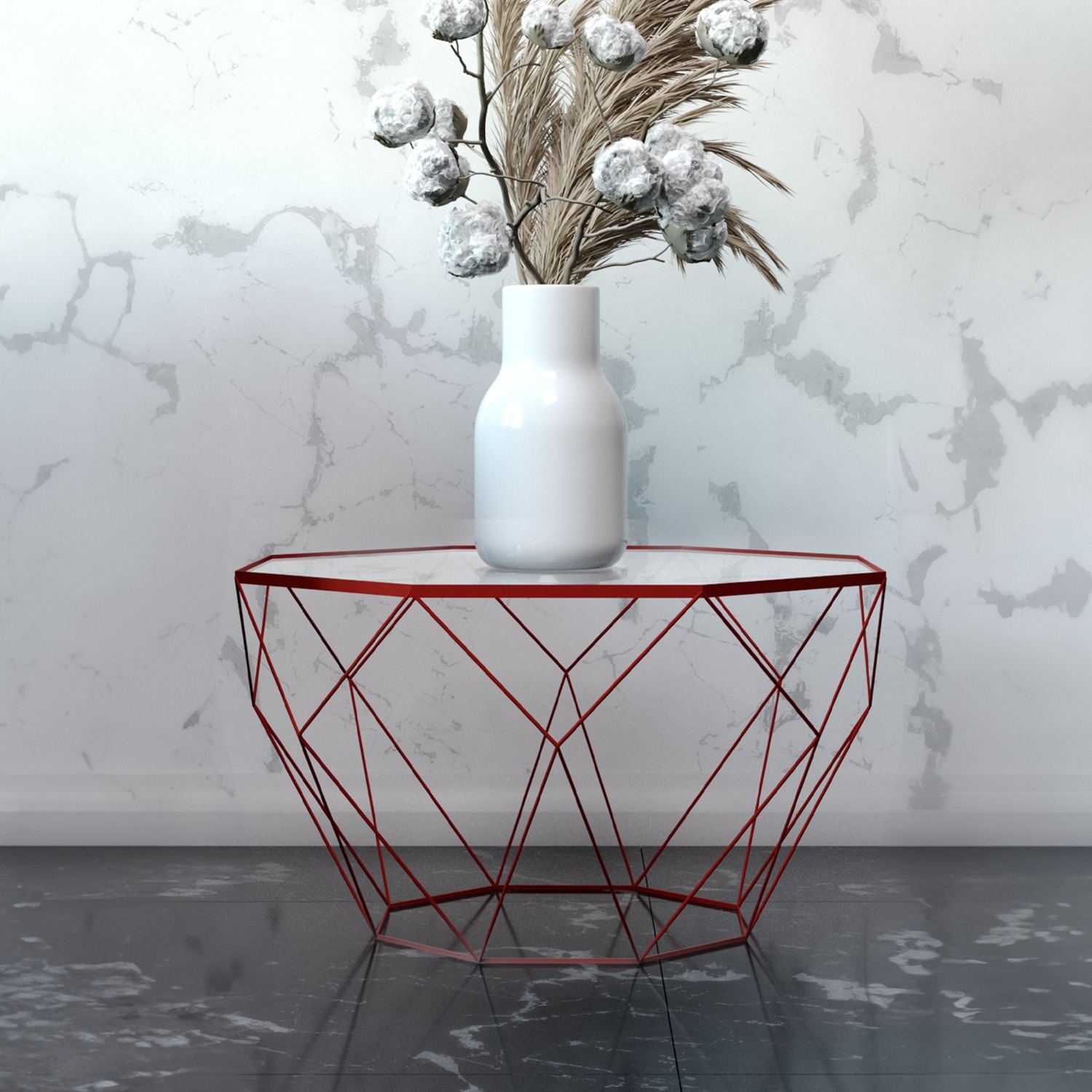 Malibu 21" Glass Top Coffee Table Grey Base  - image-10