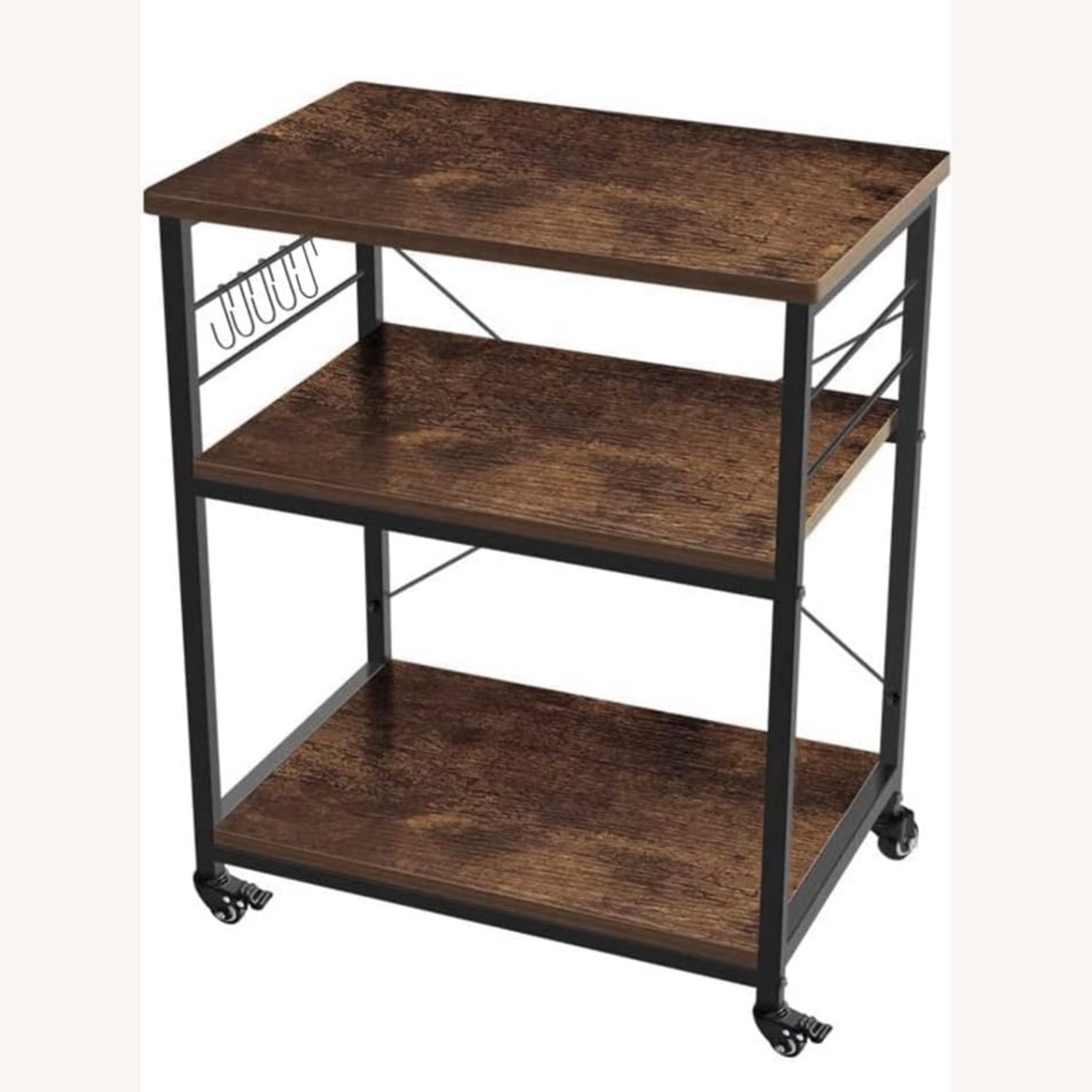 Rustic Brown 3-Tier Kitchen Utility Cart - image-1