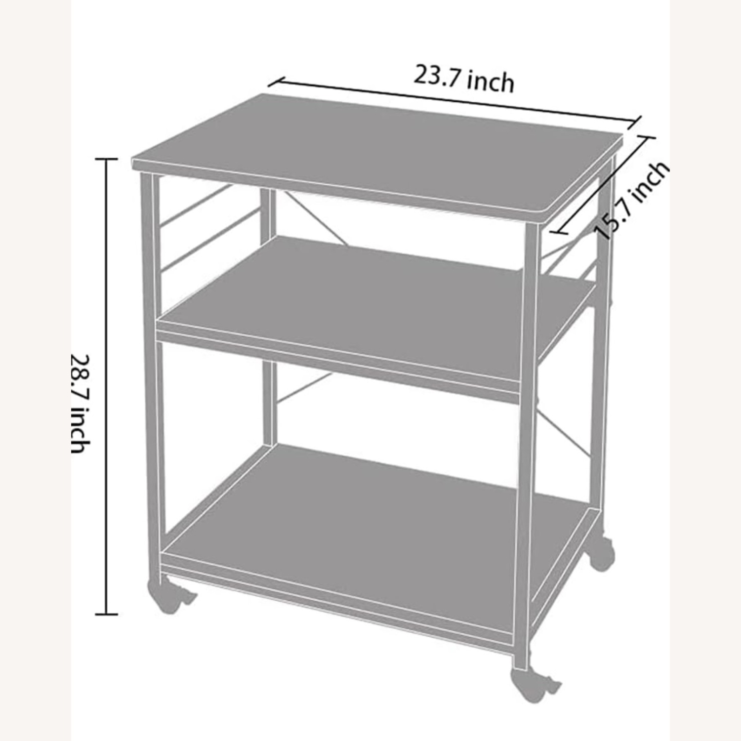Rustic Brown 3-Tier Kitchen Utility Cart - image-3