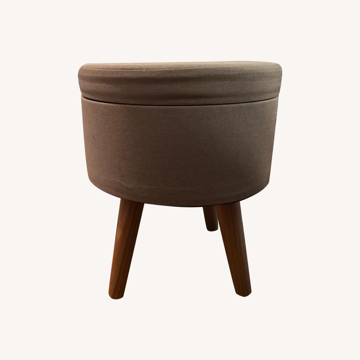 Beige Footstool/Ottoman W Storage - image-0