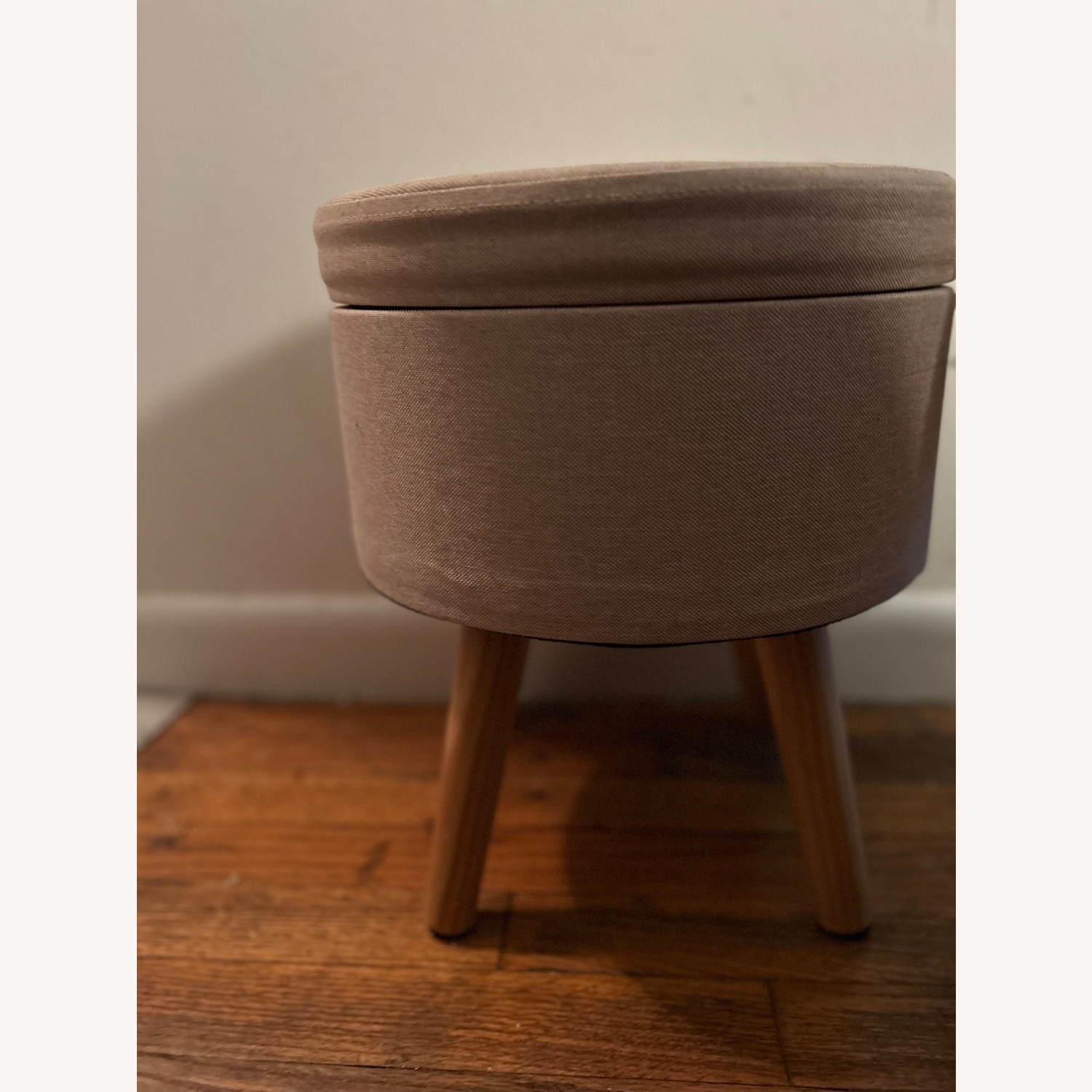 Beige Footstool/Ottoman W Storage - image-3