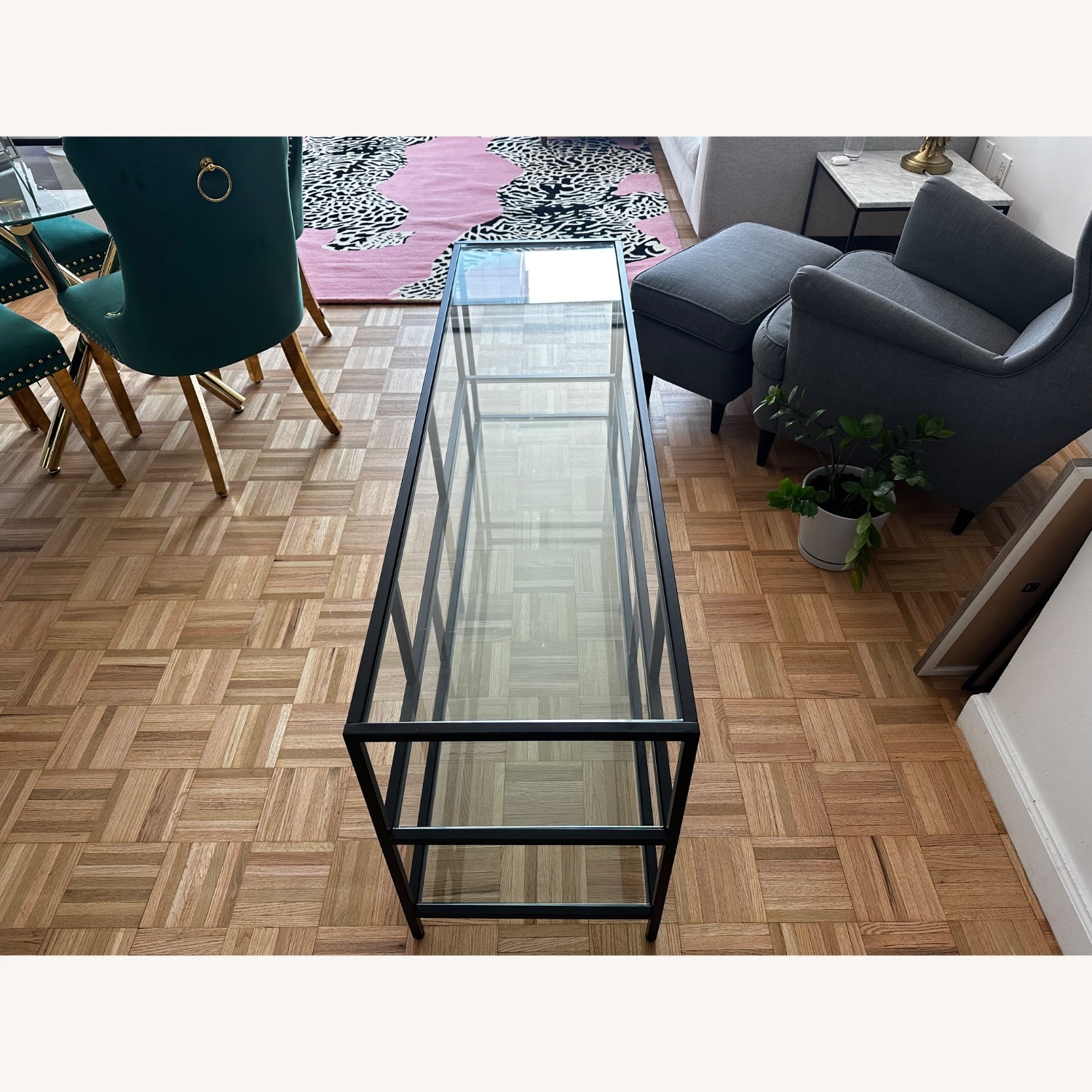 Wylan Modern Metal/Glass TV Stand - image-2