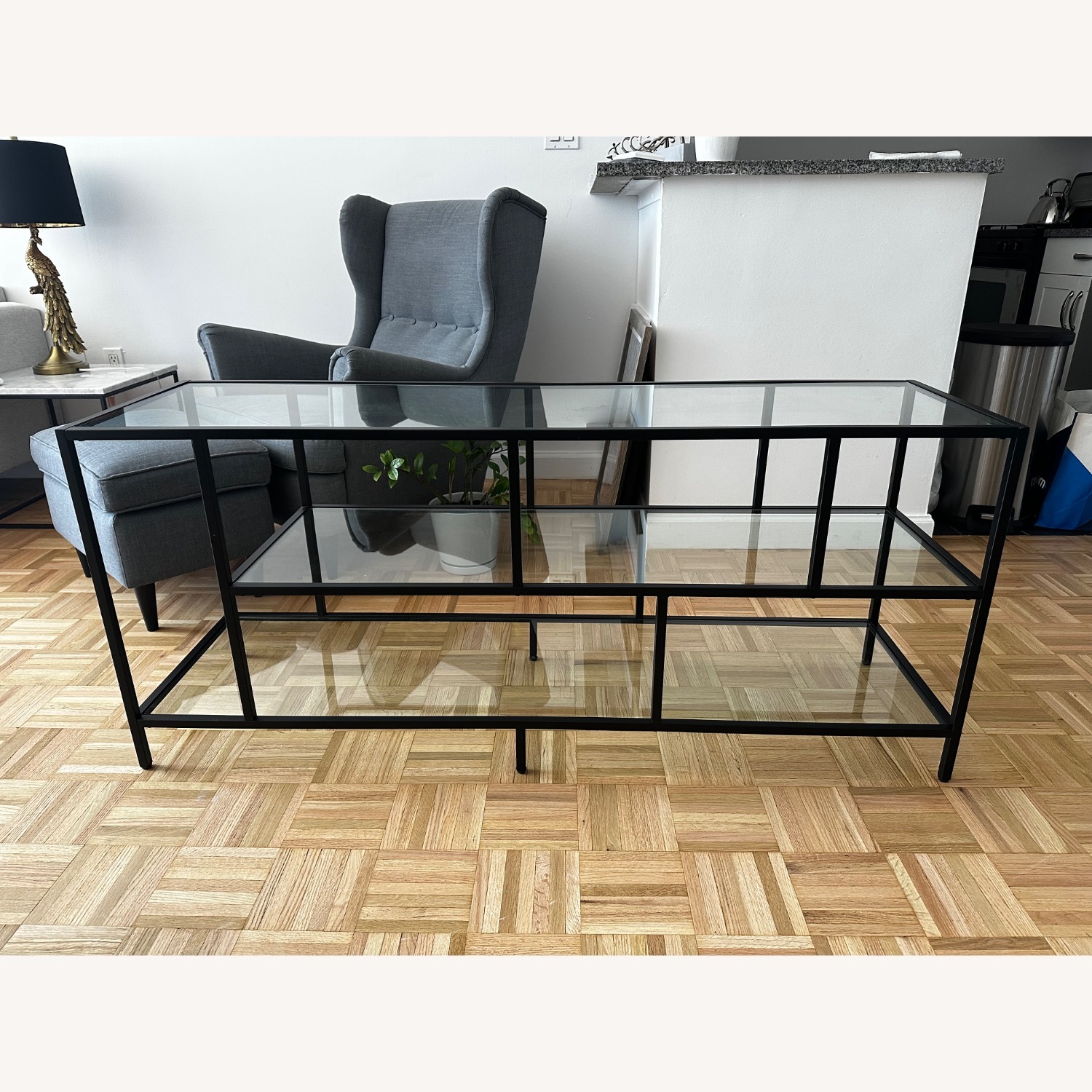 Wylan Modern Metal/Glass TV Stand - image-1